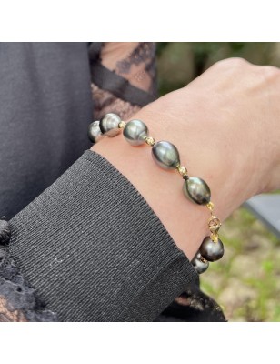 how to tie up his bracelet all by himself? gold bracelet Tahitian cultured pearls - perla Tahiti