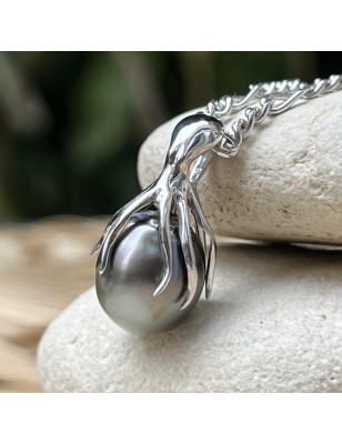 poulpe pendentif homme perle noire de Tahiti perles tahitiennes