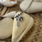 Black Enamel Palmtree Pendant - Rhodium Silver