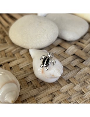 Black enamel sea turtle silver pendant market price