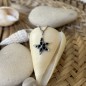 Black Enamel Starfish Pendant - Rhodium Silver