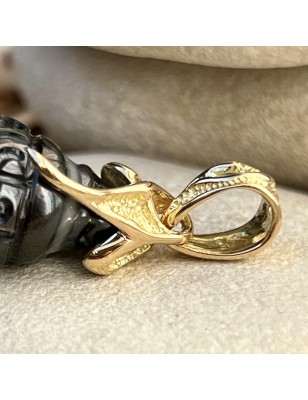 engraved black pearl gold pendant for men - men's pendant with cultured pearl from Tahiti - tahitian jewerly for men