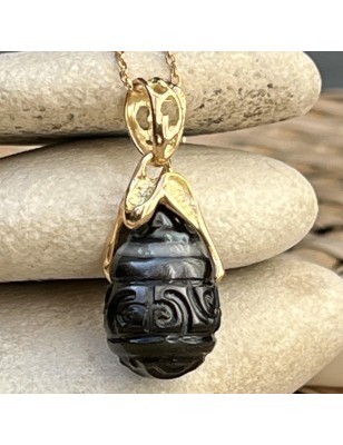 Grande perla nera barocca di Tahiti - Marchese - Oro 18 carati