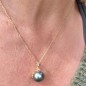 Te Anavai o Te Moana - Tahitian Pearl - 18k Gold Coral Pendant