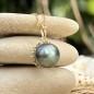 Te Anavai o Te Moana - Tahitian Pearl - 18k Gold Coral Pendant