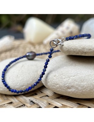 what are the benefits of lapis lazuli ? blue pink Tahiti keshi bracelet price