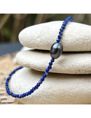 what are the benefits of lapis lazuli ? blue pink Tahiti keshi bracelet price