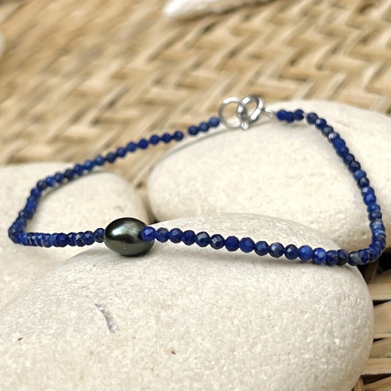 Pulsera Keshi Verde Pistacho - Lapislázuli