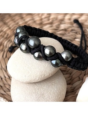 men's black bracelet Tahitian cultured pearls price - perla Tahiti