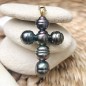 Pendentif Croix Or 18 Carats Perles de Tahiti