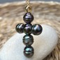 6 Peacock Tahitian Pearl 18K Gold Cross Pendant