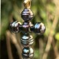 6 Peacock Tahitian Pearl 18K Gold Cross Pendant