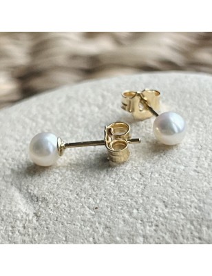 Pendientes de perla de agua dulce - 4/5 mm - Oro de 18 quilates