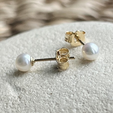 Pendientes de perla de agua dulce - 4/5 mm - Oro de 18 quilates