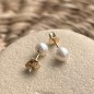 Clous d'Oreilles Perles d'Eau Douce - 5/6mm - Or 18 Carats