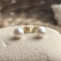 Clous d'Oreilles Perles d'Akoya - 6/7mm - オール18カラット