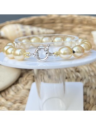 perles gold en bracelet argent perles des Mers du Sud prix