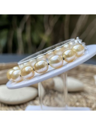 perles gold en bracelet argent perles des Mers du Sud prix