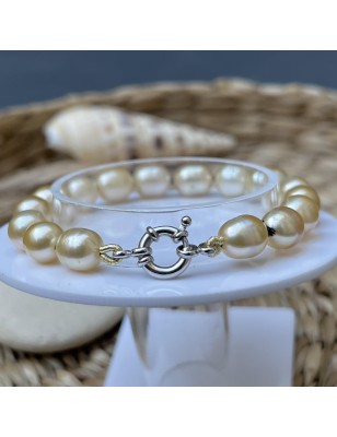 perles gold en bracelet argent perles des Mers du Sud prix