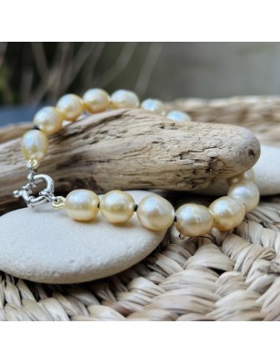 perles gold en bracelet argent perles des Mers du Sud prix