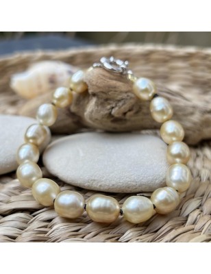 perles gold en bracelet argent perles des Mers du Sud prix