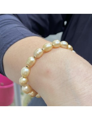 perles gold en bracelet argent perles des Mers du Sud prix