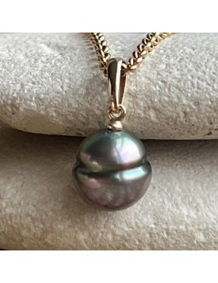 rare color tahitian pearl gold pendant price - perla Tahiti - tahitian jewel