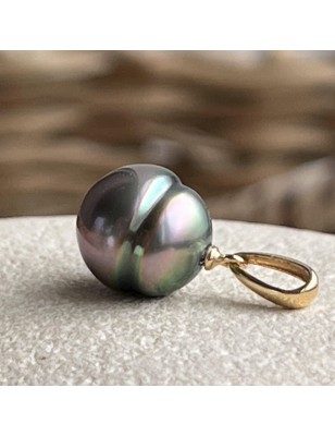 rare color tahitian pearl gold pendant price - perla Tahiti - tahitian jewel