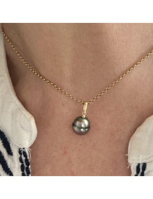 rare color tahitian pearl gold pendant price - perla Tahiti - tahitian jewel