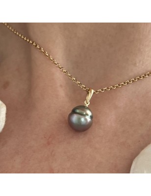 rare color tahitian pearl gold pendant price - perla Tahiti - tahitian jewel