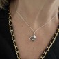 Dolphin - Tahitian Pearl - Rhodium Silver Pendant