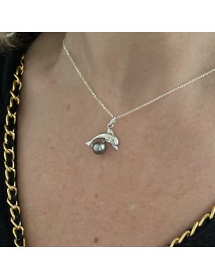 dauphin en pendentif argent perle de culture de Tahiti prix