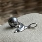 Dolphin - Tahitian Pearl - Rhodium Silver Pendant