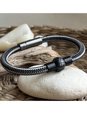 Maohi engraved Tahitian pearl men bracelet price cultured pearls - tahitian jewerly for men - tahitian jewerly stores