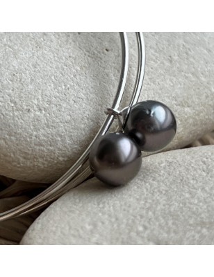 Tahitian pearl hoop earring with cultured tahitian pearls price - perla Tahiti