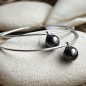Nani - Eggplant Tahitian Pearl Hoop Earrings