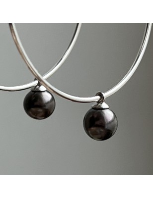 Tahitian pearl hoop earring with cultured tahitian pearls price - perla Tahiti