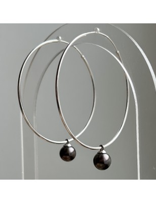 Tahitian pearl hoop earring with cultured tahitian pearls price - perla Tahiti