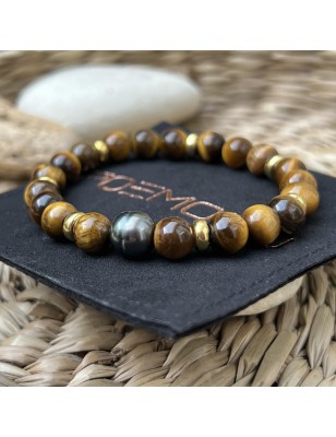 tiger eye bracelet tahitian cultured pearl price - perla Tahiti