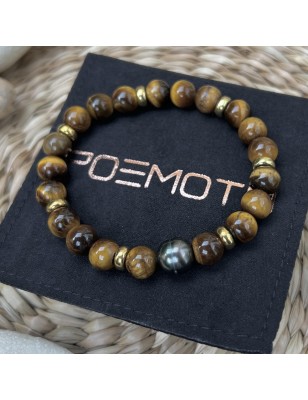 tiger eye bracelet tahitian cultured pearl price - perla Tahiti