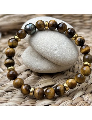 tiger eye bracelet tahitian cultured pearl price - perla Tahiti
