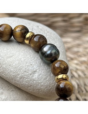 tiger eye bracelet tahitian cultured pearl price - perla Tahiti