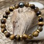 Bracelet Oeil de Tigre et Perle de Tahiti - 15/17cm