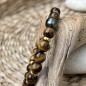 Tiger Eyes and Tahitian Pearl Bracelet - 15/17cm