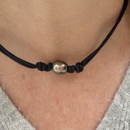 Reva - Tahitian Pearl Choker - Lime Green