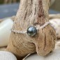Pulsera de bebé con perla de Tahití gris