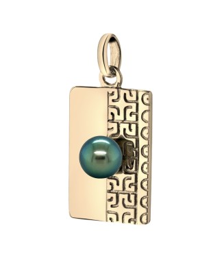 Tag - Military ID Tag - Tahitian Pearl - 18K Gold