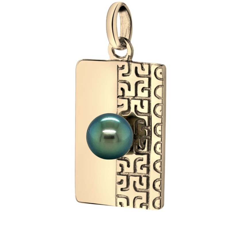Tag - Military ID Tag - Tahitian Pearl - 18K Gold