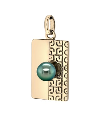 military ID tag men's pendant Tahitian cultured pearl - GI tag 18k gold pendant - tahitian jewerly - tahitian jewerly stores