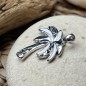 White Enamel Palm Tree Pendant - Rhodium Silver